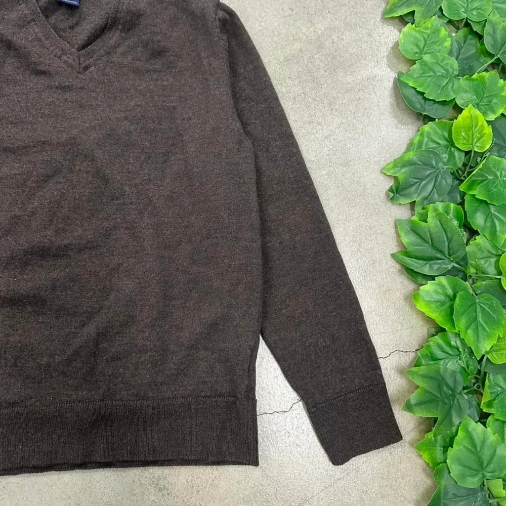 GAP 100% Merino Wool V-Neck Sweater Brown